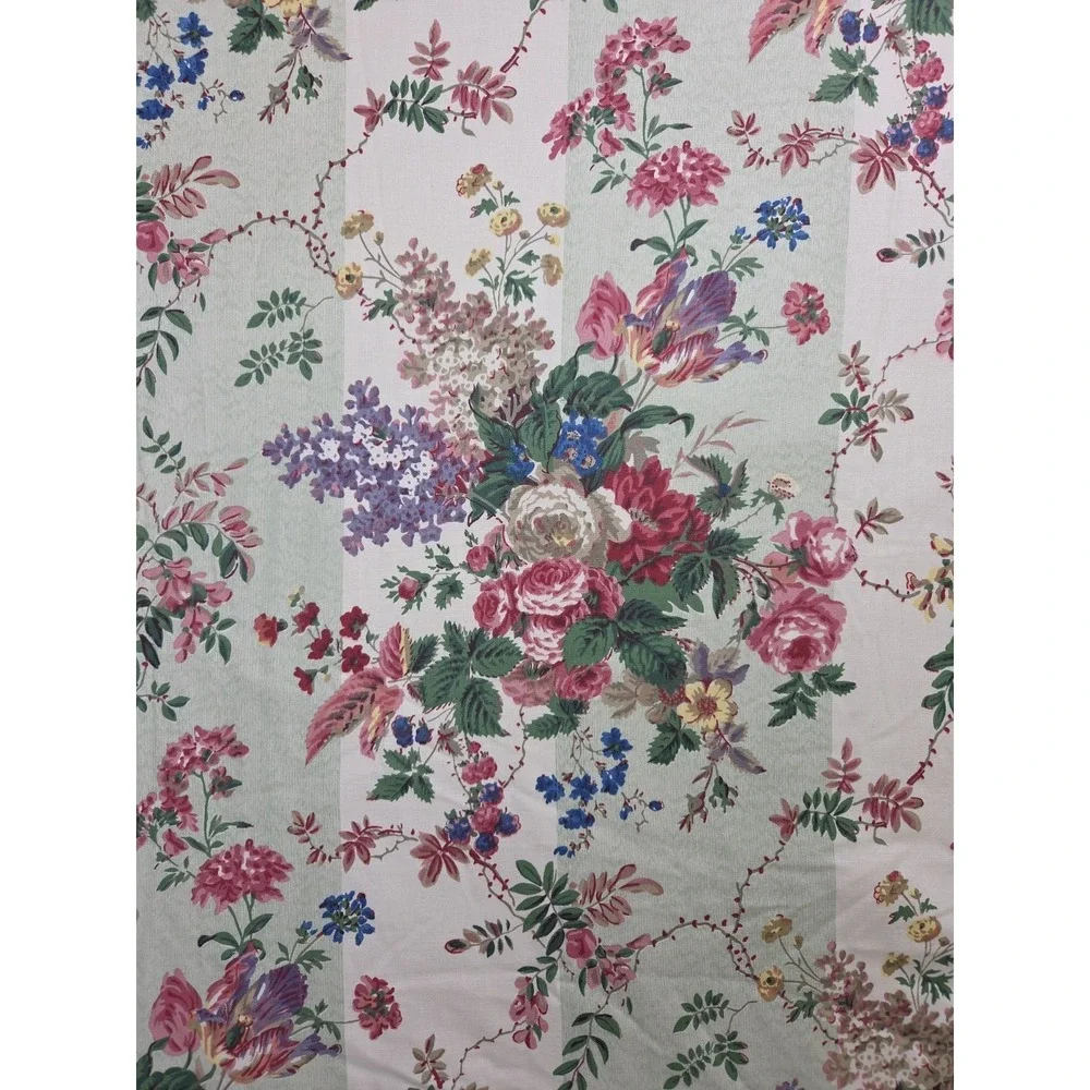 CHELSEA BOUQUET Floral Stripe Estate Drapes Valances Custom Design Archives 1987